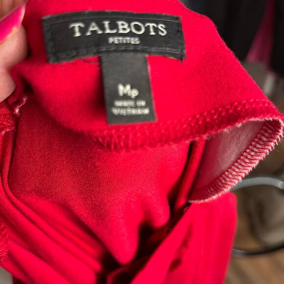 Talbots Petites Red Draped Neckline Blouse MP Career Business Date Night Preppy - Picture 5 of 5